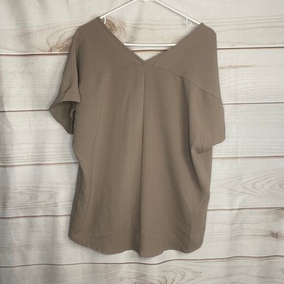 La Ropas Brown Short Sleeve Blouse Size Large - Picture 2 of 4